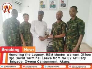 Saluting a Legacy: Regimental Sergeant Major, Master Warrant Officer Ojo David Terminal Leave from NA 32 Artillery Brigade, Army Public Relations, Owena Cantonment, Akure